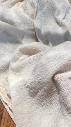 Double Gauze Neutral Stretchy Crinkle Cotton Fabric By 2 Meters, Textured. - Video 1 of 1