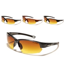 X Loop HD High Definition Sunglasses Wrap Around Plastic Half Frame Amber Lenses