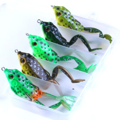 5PCS/Box Large Frog Topwater Soft Fishing Lures Bait Bass Crankbaits 5.5cm/15.5g