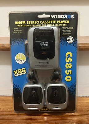 Vintage NEW Windsor CS850 AM/FM Cassette Player w/ External Speakers not tested 