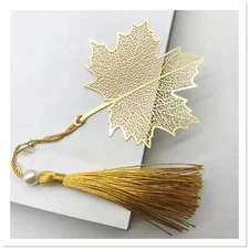 ZARD Thanksgiving Maple Leaf Bookmark Gold Dipped with Tassel and Pearl Details 