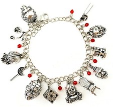 Classic Horror Movie Characters All Silver Assorted Metal Charms Bracelet
