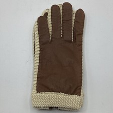 NOS 1960s Nylon, Cotton Fourchettes, Brown Leather Girls 9-12 Gloves WLP9522