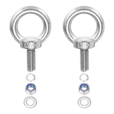 2Pcs M10 x 25mm 304 Stainless Steel Lifting Shoulder Eye Bolt with Nuts Washers