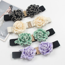 Damen Blumenmuster Elastischer Gürtel Bund für Abendkleid Mantel Hemd Dekor Mode