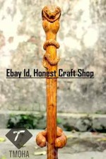 Bastone da passeggio testa di serpente in legno intagliato a mano bastone da ...