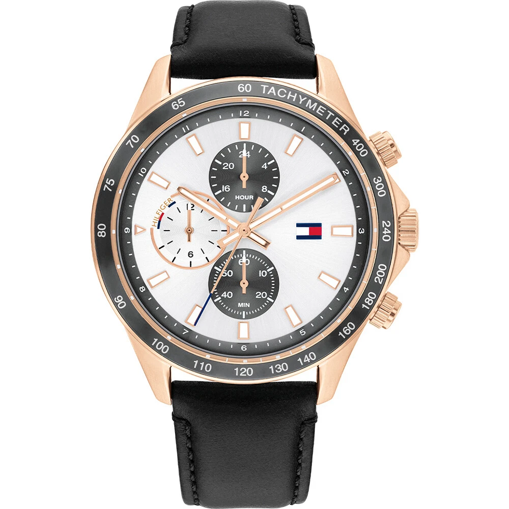 Tommy Hilfiger Black Mens Multi Dial Watch Miles 1792016 eBay