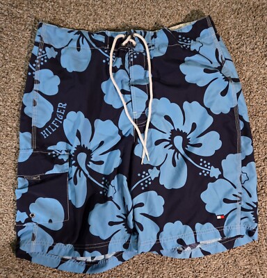 Tommy Hilfiger Blue Hibicus Flower Swim Short Size Medium