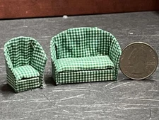 Dollhouse Miniature Sofa Chair Green 1:48 Quarter Scale B235 Dollys Gallery
