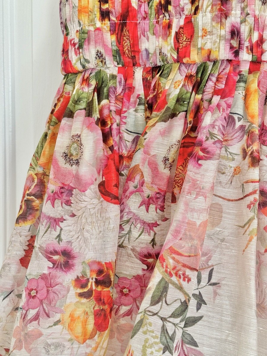 ZIMMERMANN フラワープリントドレス J箱 NWOT $1,150 Zimmermann Wonderland Silk Linen Elka Poppy