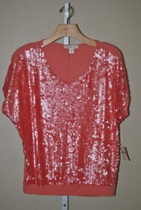 peach sequin top