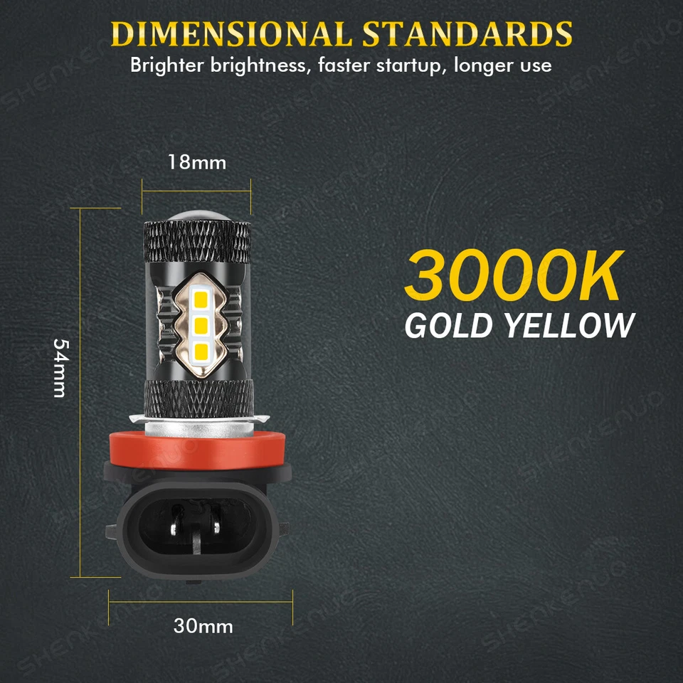 2x H8 40W 3000K Golden Yellow For BMW Angel Eyes Halo Rings Foglight Bulbs NEW - Image 2 of 4