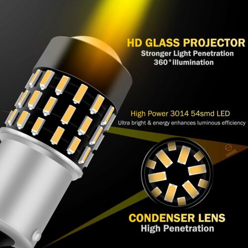 2 x LED Front Turn Signal Blinker Light Bulbs 1156 7506 3497 Amber Yellow 3000K - Picture 3 of 8