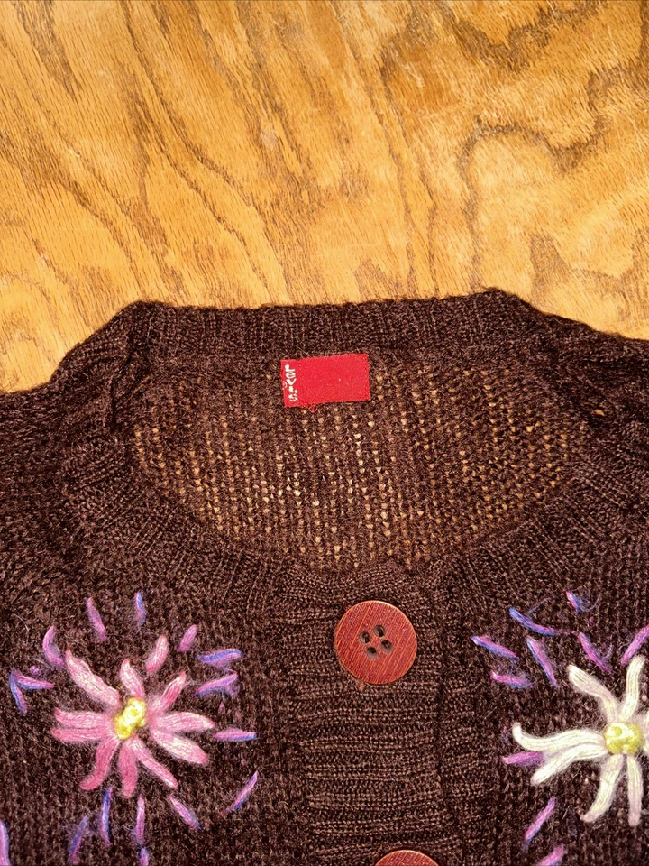 Винтажный Levis вязаный цветок кардиган свитер - Изображение 4 из 4