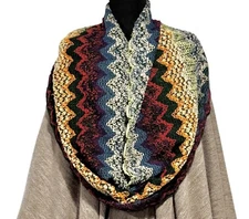 Boho Infinity Scarf NWT Rainbow Multi Color Woven Chevron Southwestern 2Chic