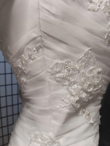 NEW with Tag White Wedding dress & Vail Size 6 Vail Davids Bridal Beaded Laced - 第 5/24 張圖片