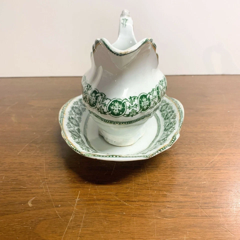 Antiguo barco de salsa verde Bishop and Stonier Roden y artículos de transferencia de placa inferior Foto 4 de 4