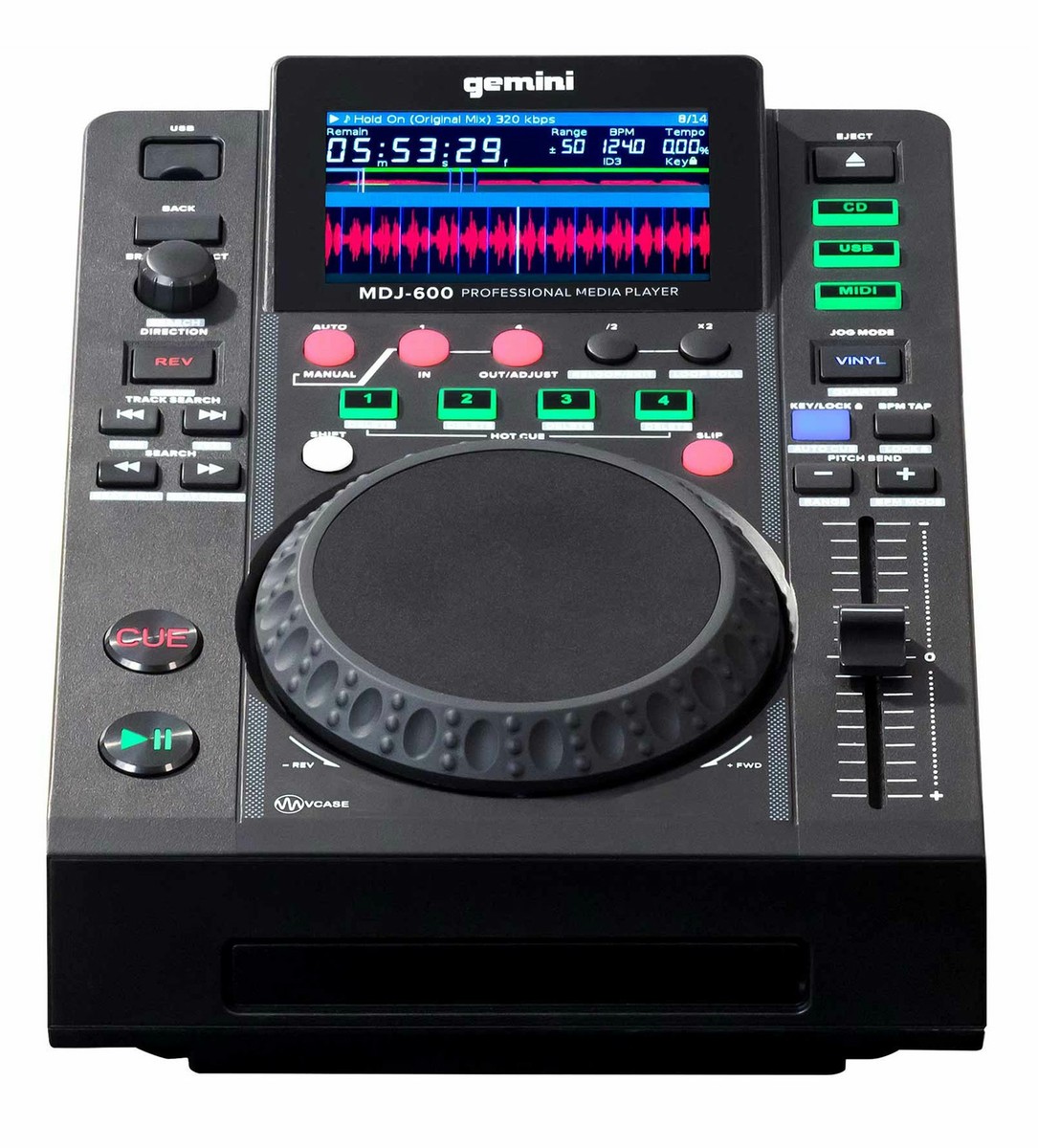 Gemini MDJ-600 Tabletop USB/CD Media Player DJ MIDI Controller+