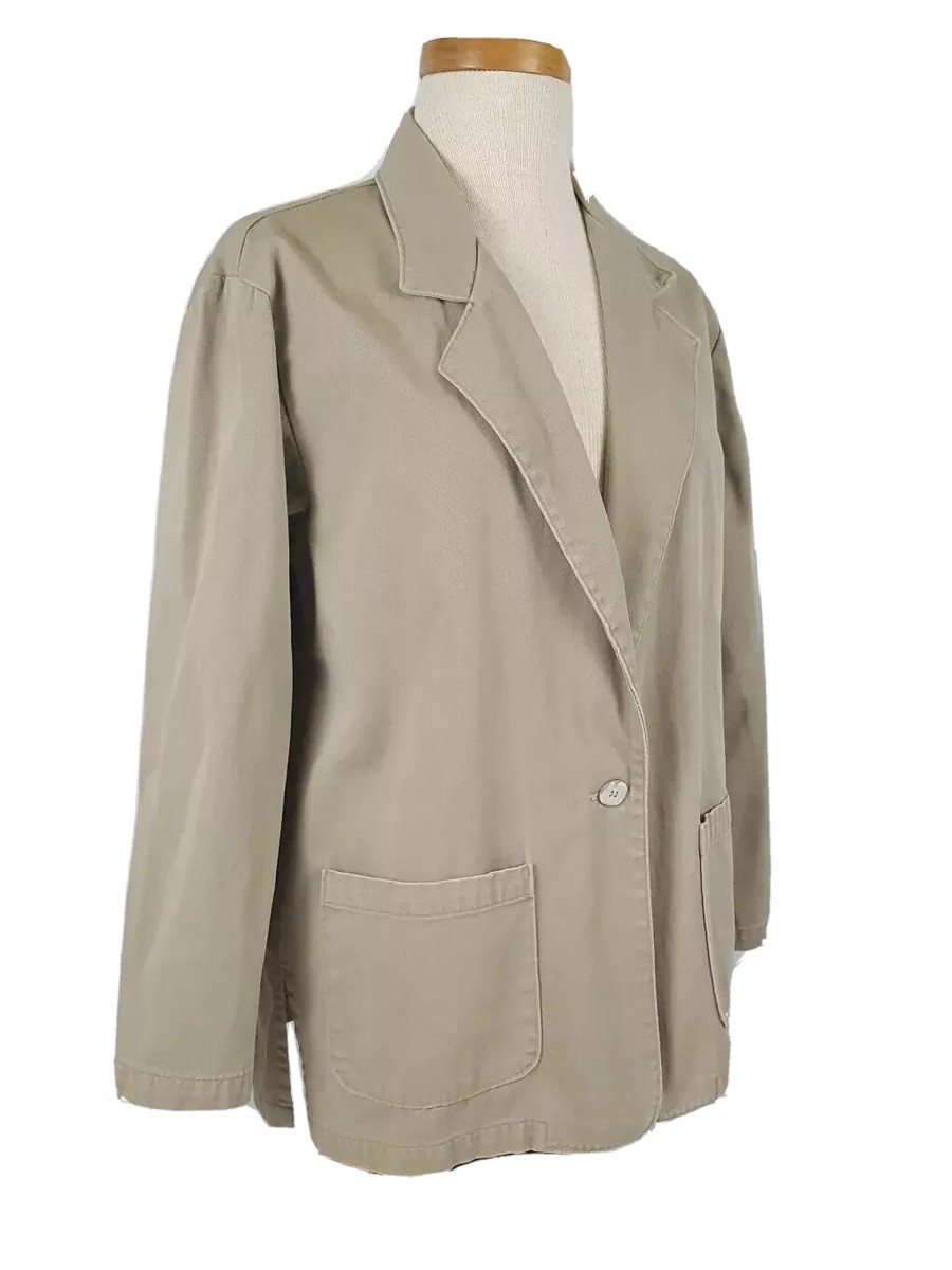 Vintage LL Bean Khaki Presentation Field Jacket Blazer Coat Medium 