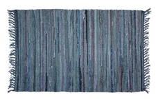 Sturbridge 2 x 3 Ft Rag Throw Rug, Grey Blue, 100% Cotton, Hand Woven Throw Rug