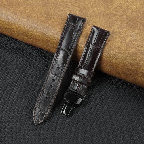 Crocodile Leather Watch Band Men Crocodile Watch Strap Deployment Clasp Buckle - Picture 33 of 52