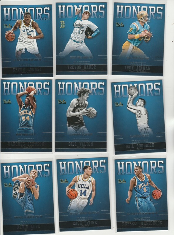 2015 UCLA COMPLETE INSERT SET HONORS 1-9 LAVINE WESTBROOK AIKMAN BAUER WALTON