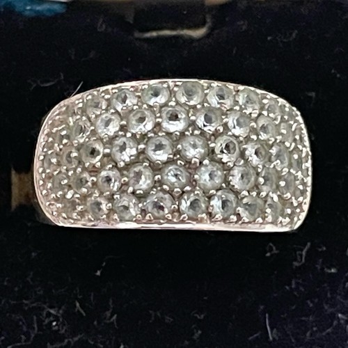Gorgeous QVC 9ct Gold Aquamarine Large Cluster Cocktail Dress Ring UK Size M - Picture 3 of 12