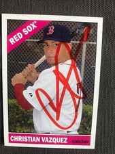 Boston Red Sox CHRISTIAN VAZQUEZ autographed 2015 Topps Heritage