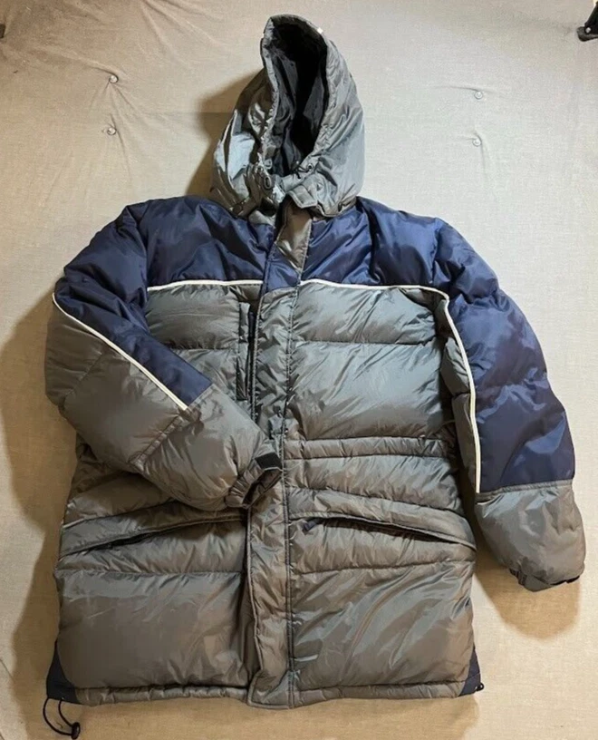 Boston Outfitters Down Jacket Adult XL Full Zip Gray Parka Quilted Outdoor Mens
