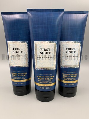 Bath & Body Works Mens First Sight Body Cream S/3 Full Size 8 oz #9211A
