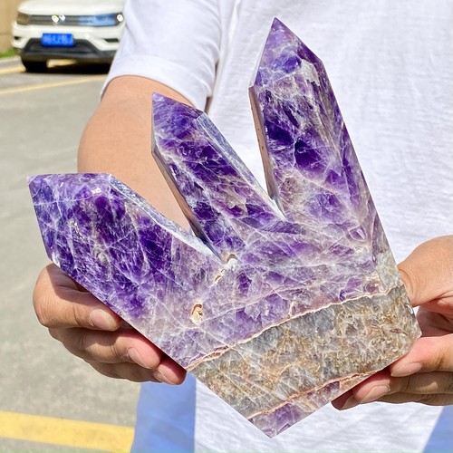3.57LB Natural Dream Amethyst Multi obelisk Crystal Energy column Reiki healing - 第 1/12 張圖片