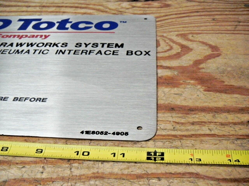 MD Totco 41E8052-49056 Edelstahl Automatische Zeichnung Schild Varco Namensschild 12x9" - Bild 2 von 4