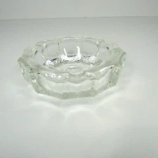 Vintage Round Clear Glass Ashtray Heavy 3 Rests 4-1/4" Diameter