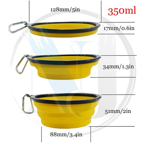 Collapsible Dog Bowl Folding Travel Pet Food Feeder Water Portable Dish 350ml - Picture 11 of 11