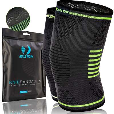 AGILE NOW Kniebandage Green [2er Set ]
