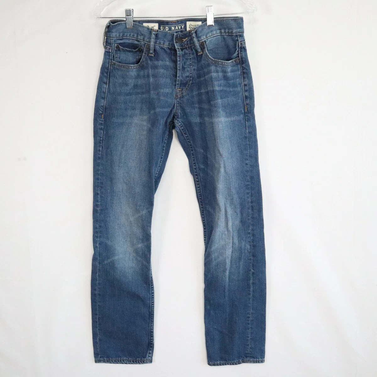 Old Navy Jeans Mens 28x30 ETroit Slim Fit Button Fly Cotton Denim Blue