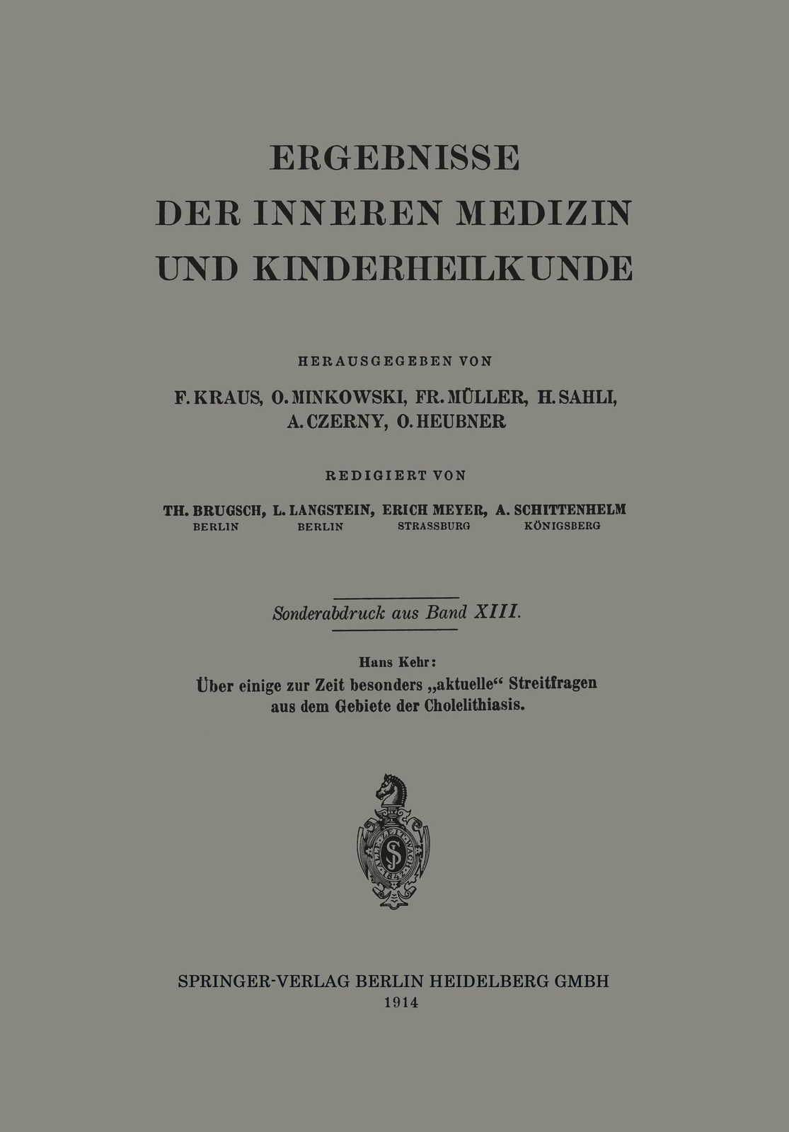 Hans Kehr | Über Einige Zur Zeit Besonders ¿aktuelle¿ Streitfragen Aus