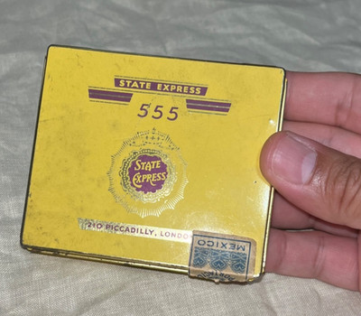 1930 Vintage Tobacco State Express 555 Cigarette Litho Tin Box London England 💎