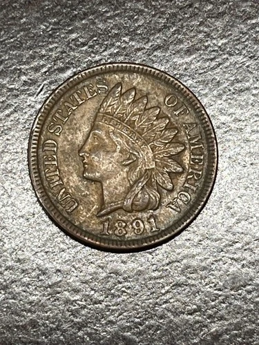 1891 Indian Head Cent Penny XF with 4 Diamonds