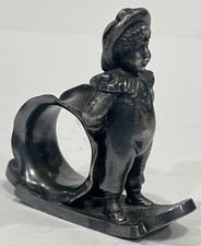 VICTORIAN ANTIQUE SILVER PLATE SWEET BOY FIGURAL NAPKIN RING HOLDER FREE SHIP