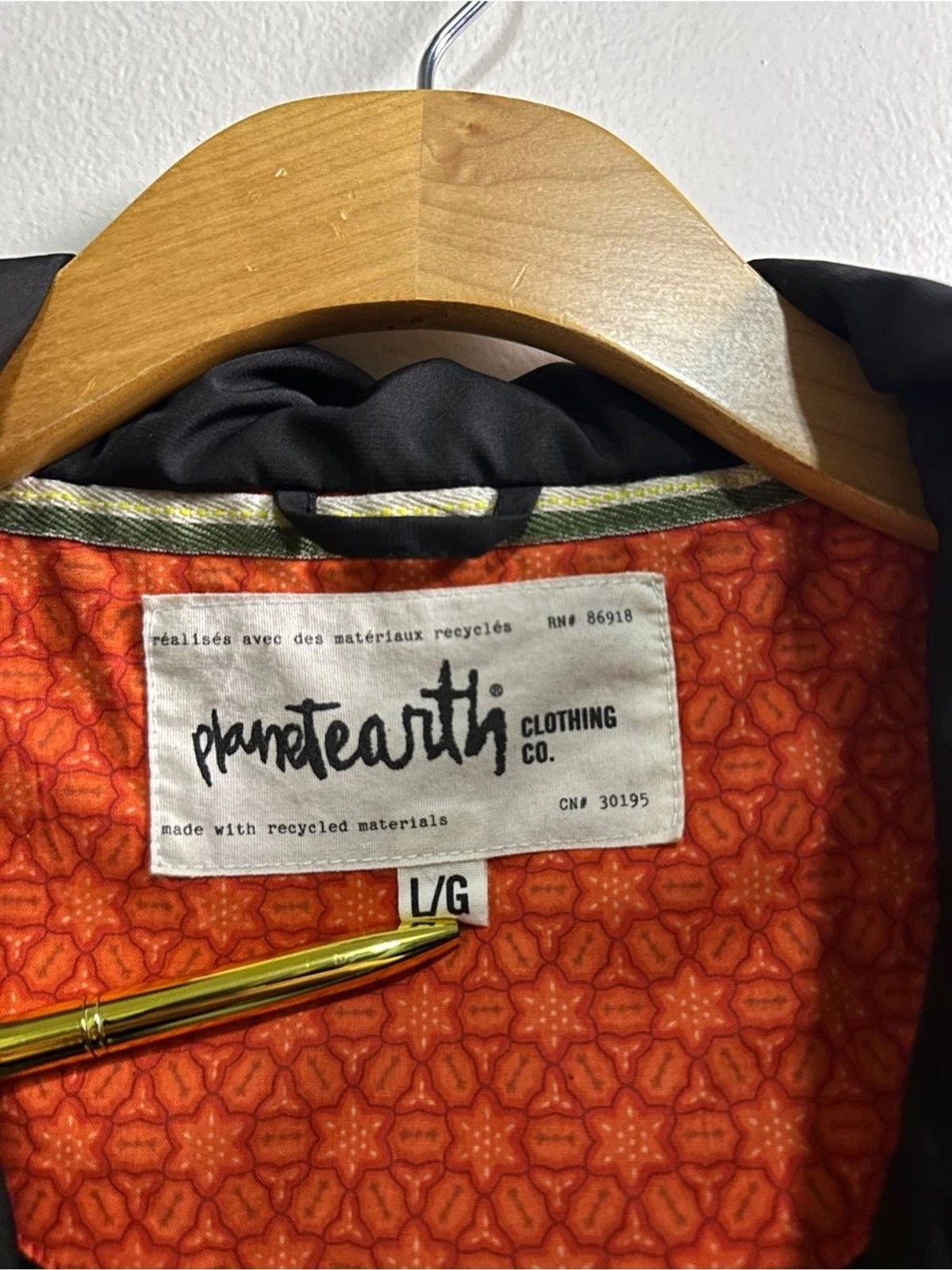 Planet Earth Clothing Co Men’s L Hooded Ski Jacket Charcoal Orange Utility Coat image 3