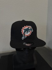MIAMI DOLPHINS Retro Casco Retro Logo Negro Billete Plano Snapback Sombrero NUEVO 🐬