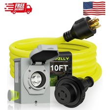30 Amp Generator Cord 10FT and Power Inlet Box, NEMA L14-30P/L14-30R 125/250V