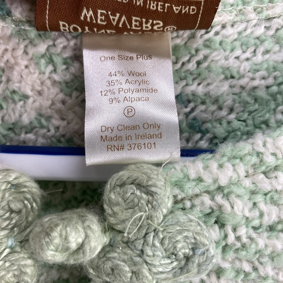 Poncho xadrez Boyne Valley Weavers tamanho único plus verde mistura de lã franjas Irlanda - Imagem 3 de 4