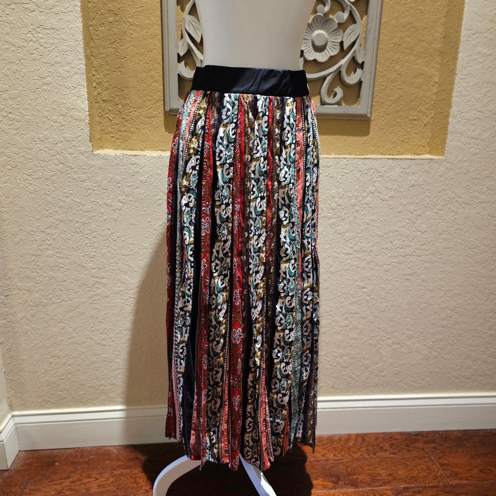 Soft Surroundings PL Boho Patchwork Maxi Skirt Ra… - image 3