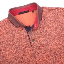Greyson Men's Geometric Print Large Golf Polo Shirt Coral AOP Wolf Stretch