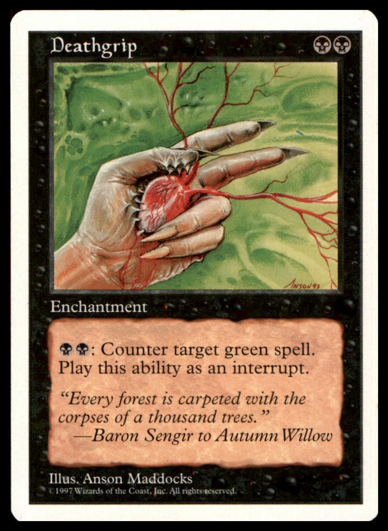 Deathgrip Uncommon Fifth Edition Magic: The Gathering Lightly Played