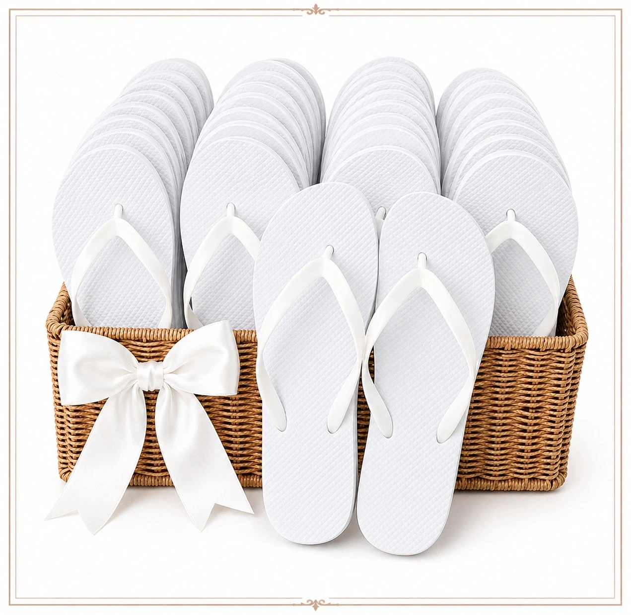 25 pairs of White flip flops Bulk wedding guest Wholesale UK 5-6 7-8 M & L