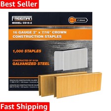 16-Gauge 2" Glue Collated Construction Staples with 7/16" Crown – 1,000 Count...