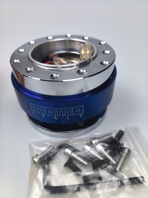 MOMO Blue Steering Wheel Quick Release Hub Adapter Snap Off Boss Kit Universal